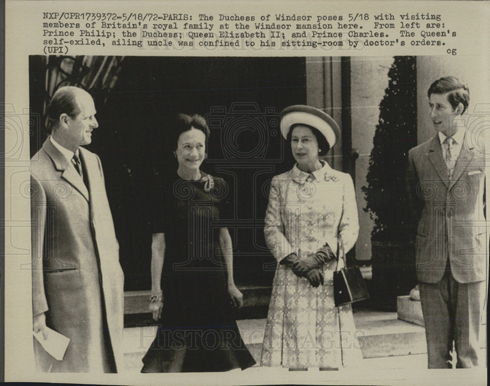 1972 Press Photo Britain&#39;s Royal Family,Prince Philip,Dutchess,QE 2 and Charles - Historic Images