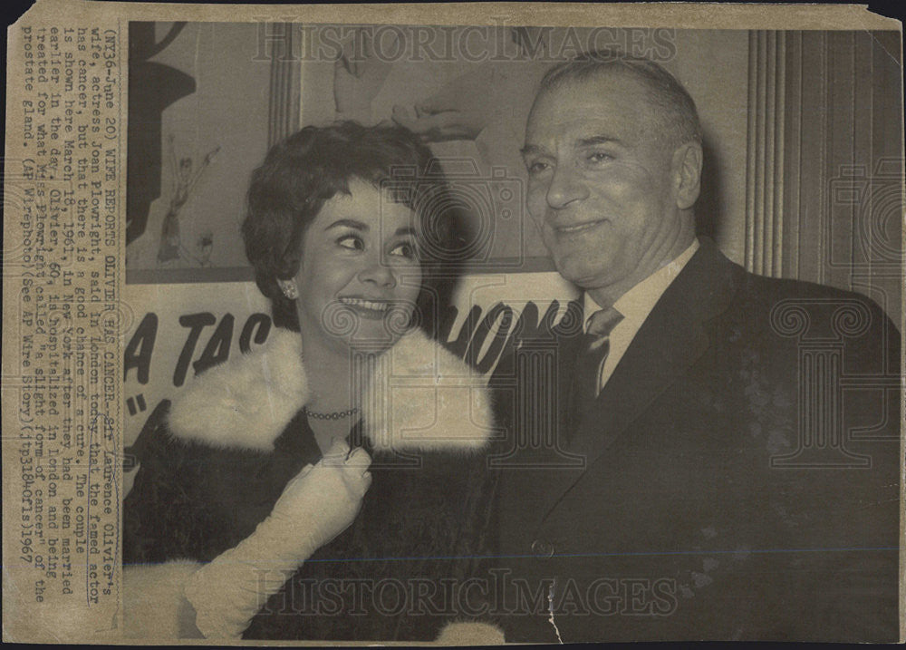 1967 Press Photo Sir Laurence Oliver Joan Plowright - Historic Images