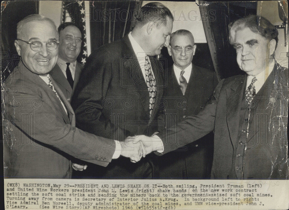 1946 Press Photo President Truman John Lewis - Historic Images
