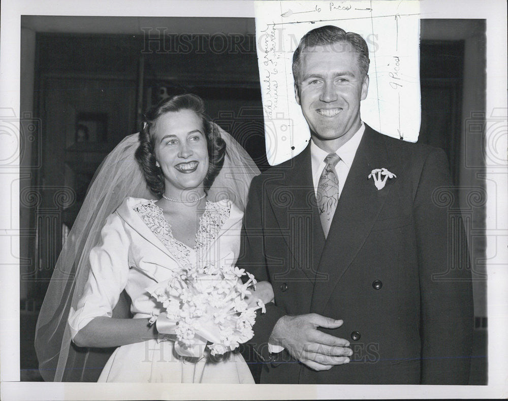 1951 Press Photo of NY Yankees&#39; Bobby Brown Sara French&#39;s wedding - Historic Images