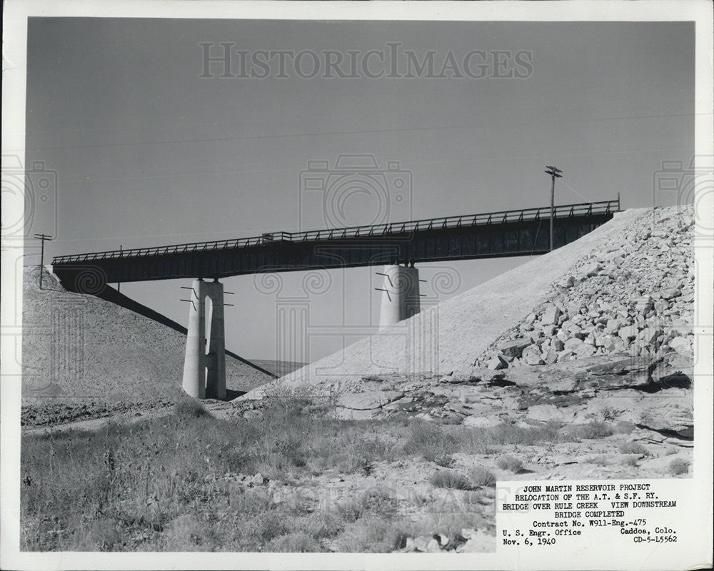 1941 Press Photo Bridge over Rule Creek, part of John Martin Reservoir Project - Historic Images