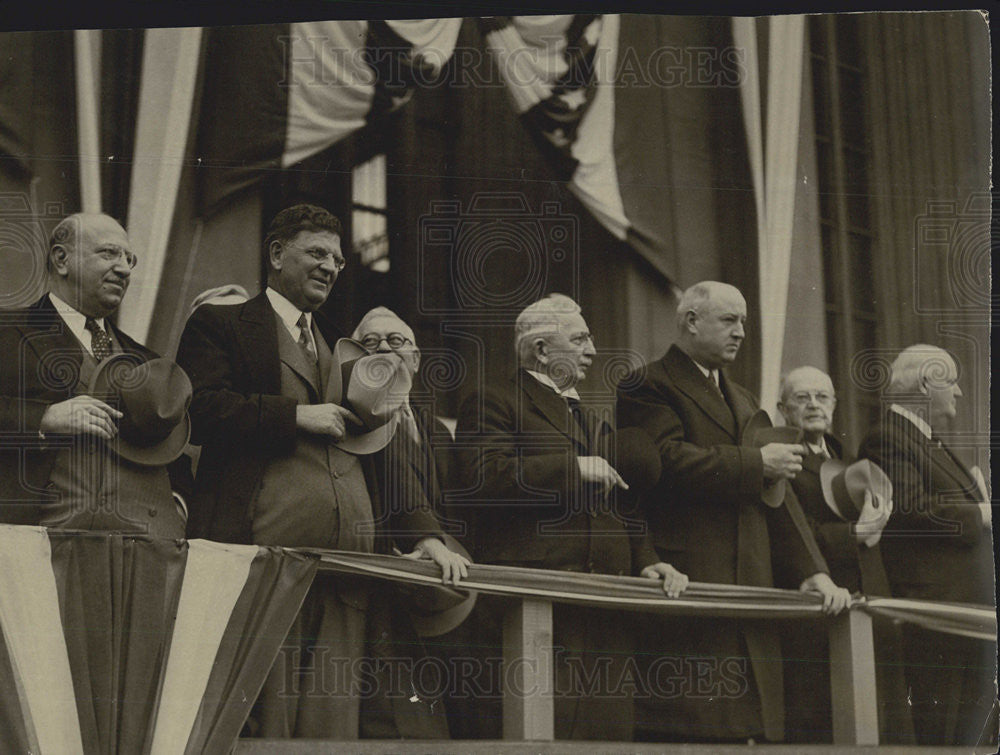 Press Photo Pictured are government officials at a post office dedication. - Historic Images