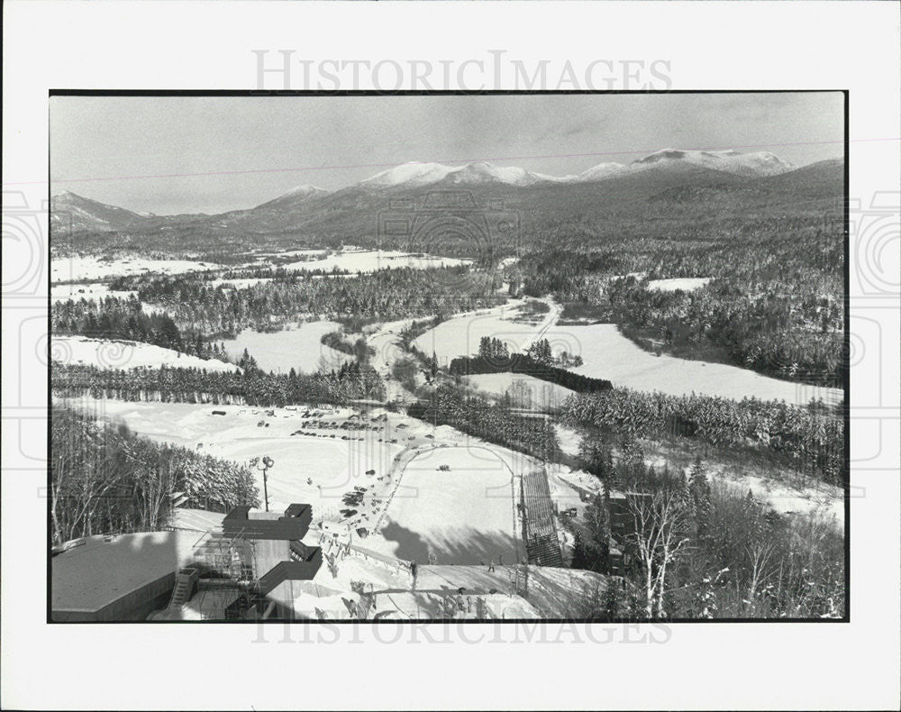 Press Photo Aerial View Of Snow Covered Ski Resort In Prairie Village Kansas - Historic Images