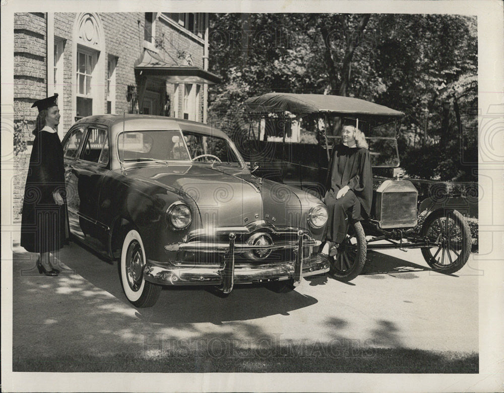1948 Press Photo A 1910Ford on right and a 1949 Ford on left - Historic Images