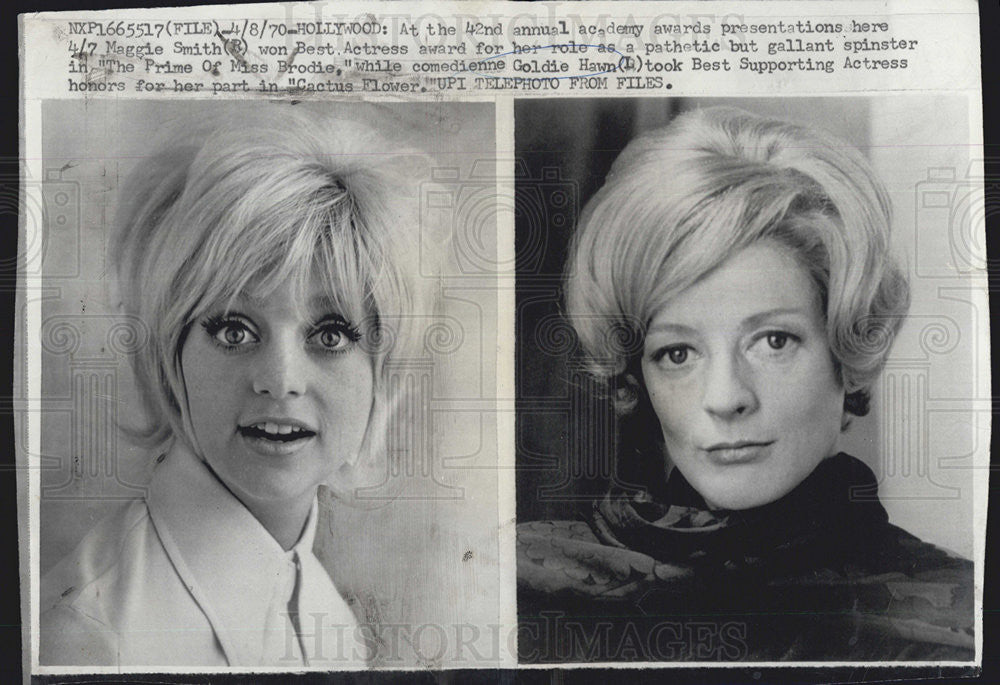 1970 Press Photo Actress Maggie Smith and Goldie Hawn - Historic Images