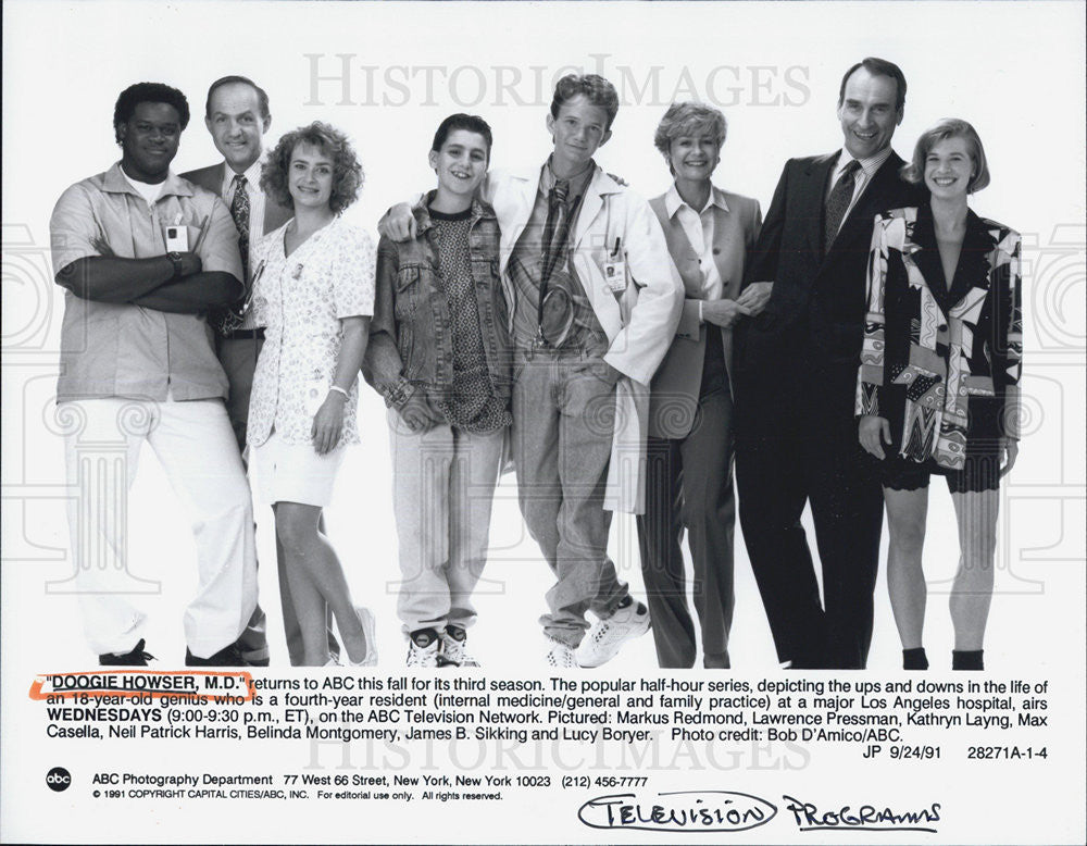 1991 Press Photo The cast of &quot;Doogie Howser, M. D.&quot; - Historic Images