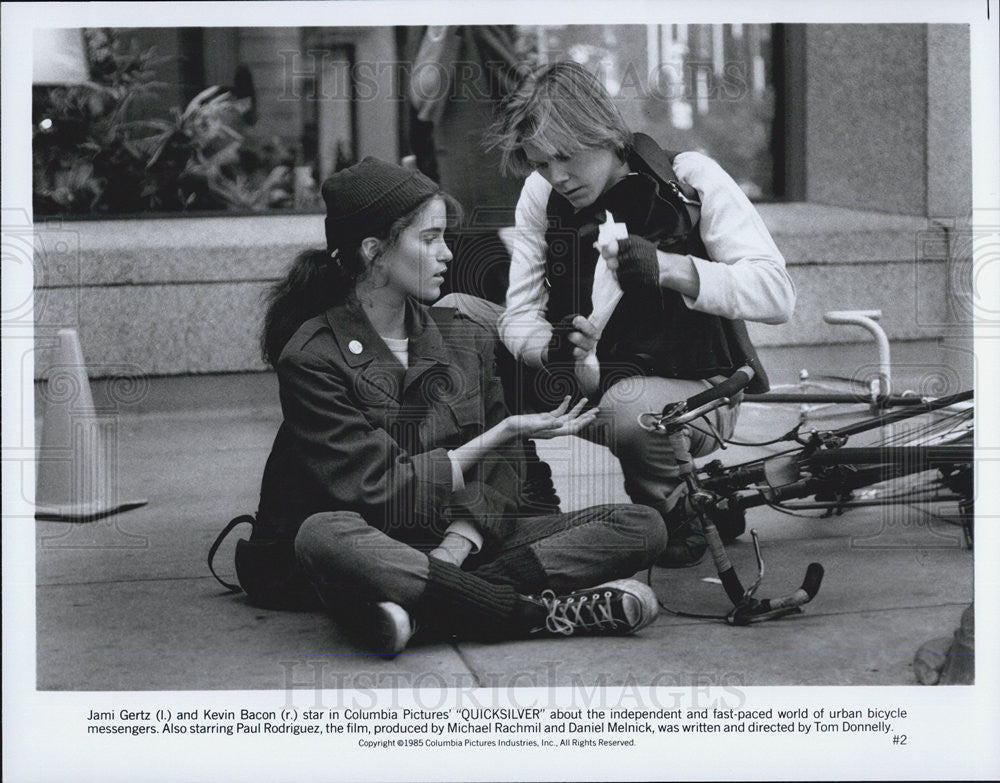 1985 Press Photo Jamie Gertz Kevin Bacon QUICKSILVER - Historic Images