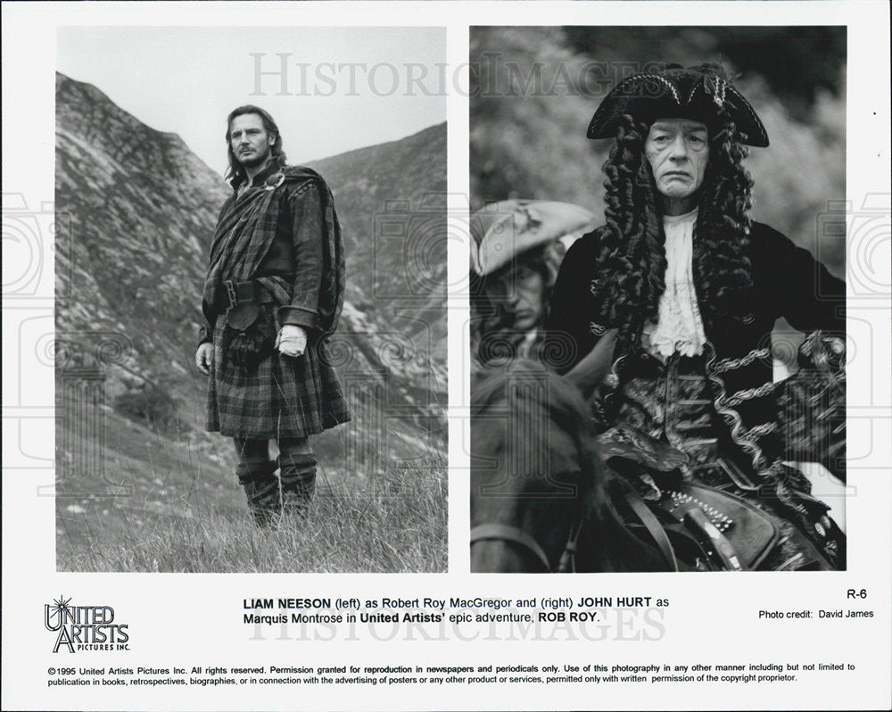 1995 Press Photo Liam Neeson John Hurt ROB ROY - Historic Images