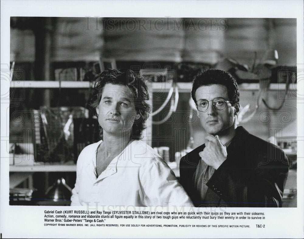 1989 Press Photo Kurt Russell, Sylvester Stallone, Tango &amp; Cash - Historic Images