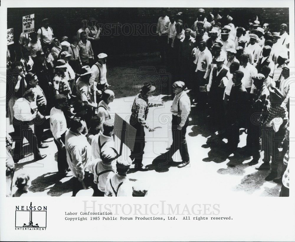 1985 Press Photo of Labor Confrontation - Historic Images