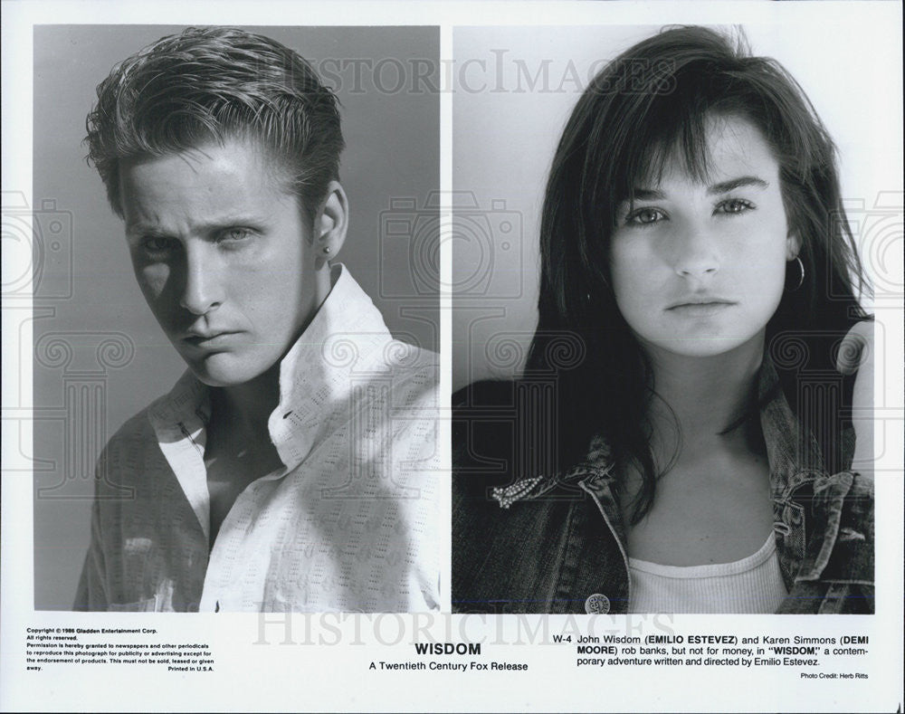 Press Photo Emilio Estevez, Demi Moore, Wisdom - Historic Images