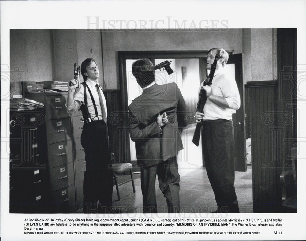 1992 Press Photo Chevy Chase,Sam Neill,Pat Skipper,Steven Barr - Historic Images