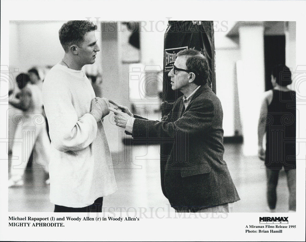 1995 Press Photo Mighty Aphrodite Woody Allen Michael Rapaport Miramax - Historic Images