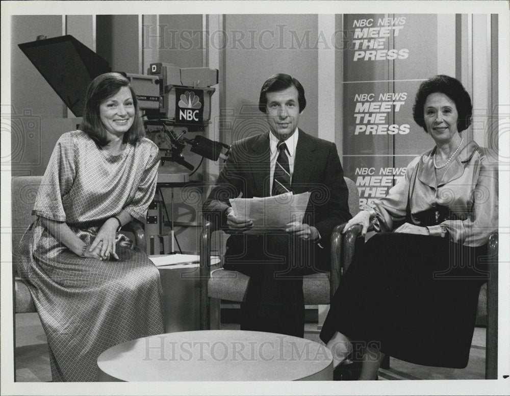 1987 Press Photo Producer Barbara Cohen,Chris Wallace &amp; Betty Cole Dukert - Historic Images