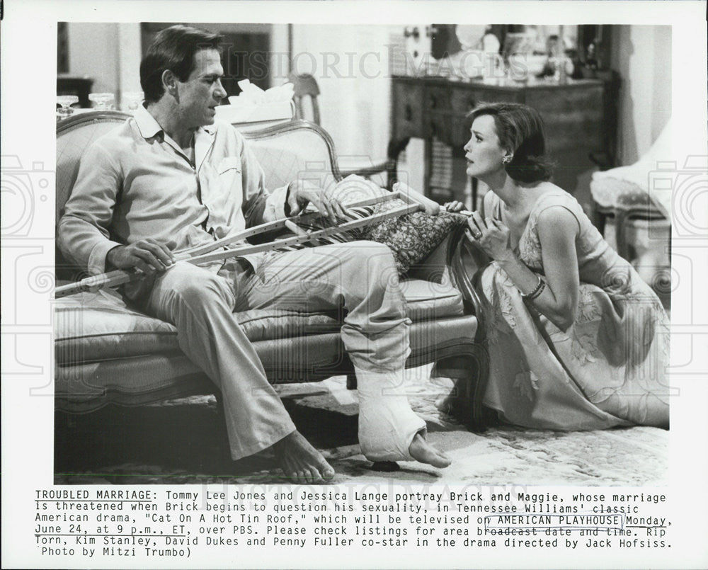 Press Photo Cat On A Hot Tin Roof Tommy Lee Jones Jessica Lange - Historic Images