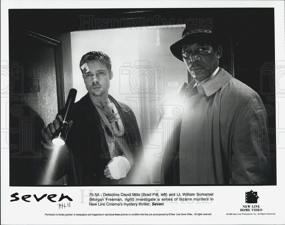 Press Photo Brad Pitt, Morgan Freeman, Seven - Historic Images