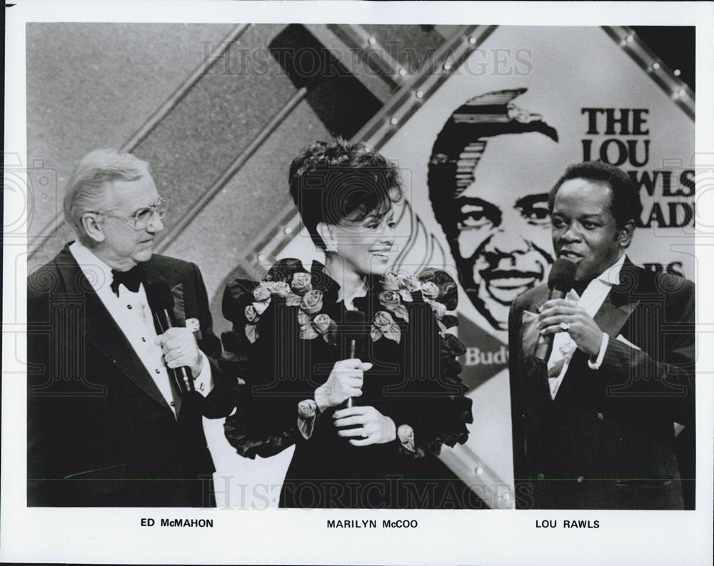 Press Photo Pictured are Ed McMahon, Marilyn McCoo and Lou Rawls. - Historic Images