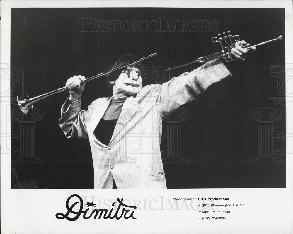 Press Photo Dimitri Switzerland&#39;s clown extrodinaire, musician and mime - Historic Images