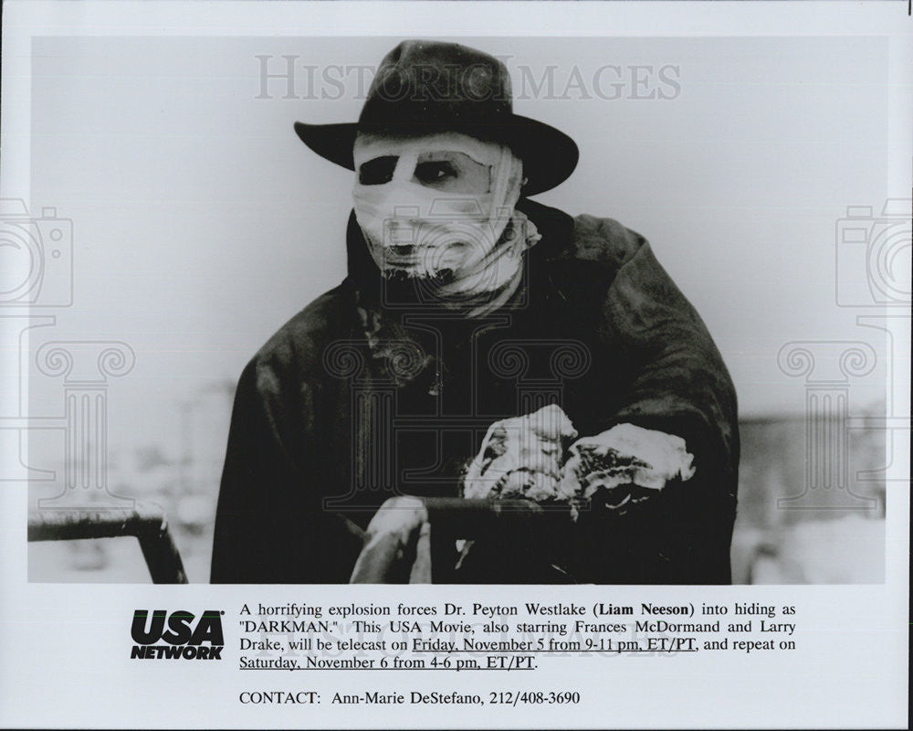 1990 Press Photo Liam Neeson in &quot;Darkman&quot; - Historic Images