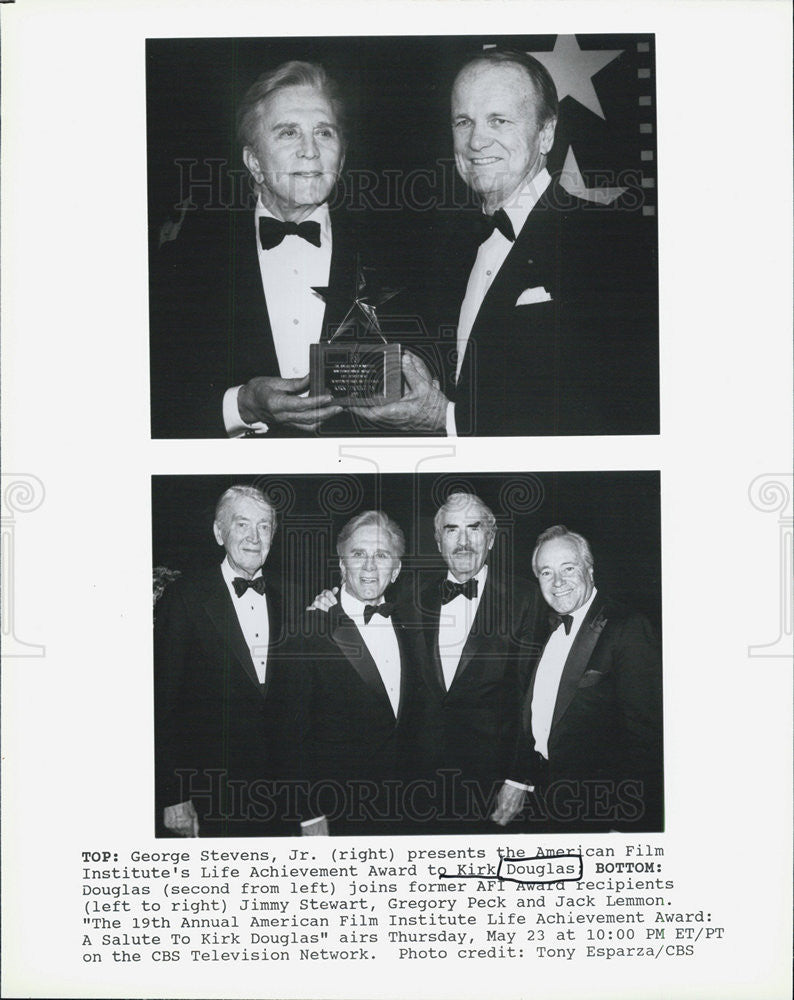 Press Photo Kirk Douglas American Film Institute Life Achievement Award - Historic Images