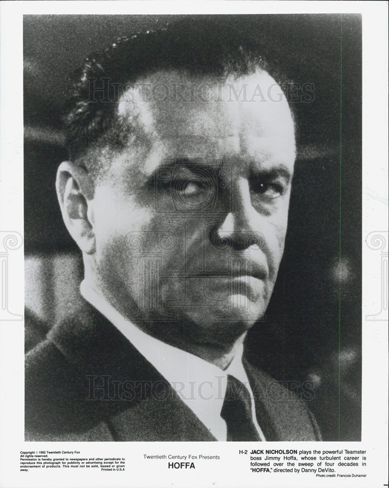 1992 Press Photo Jack Nicholson as Jimmy Hoffa, in "Hoffa" - Historic