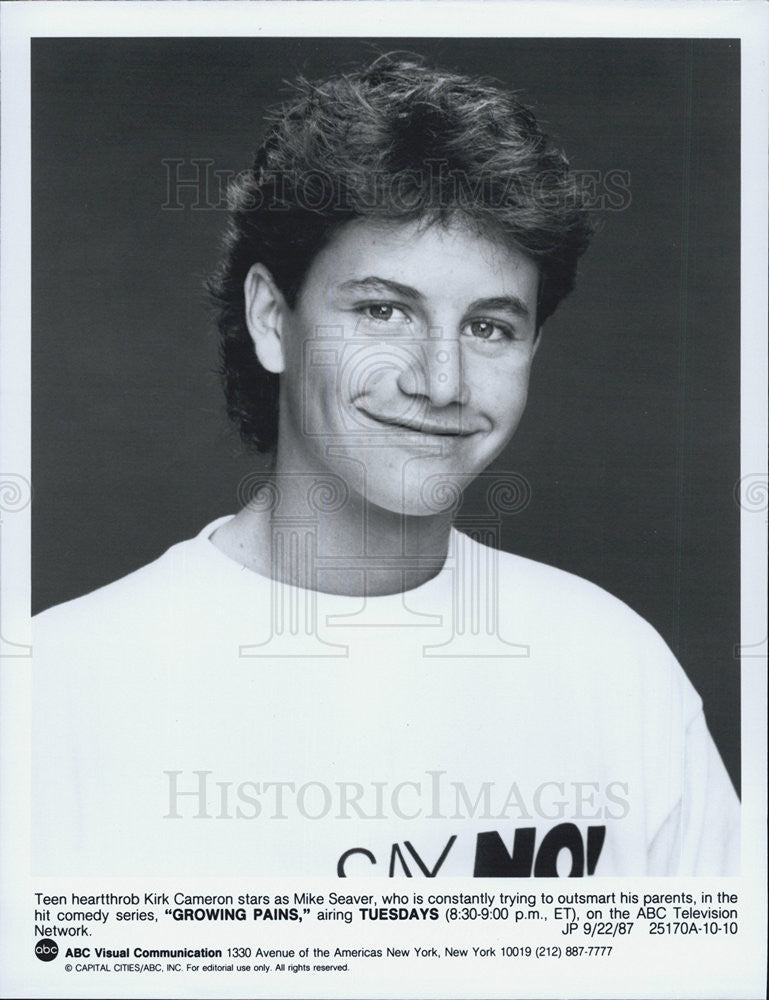 1987 Press Photo Kirk Cameron on &quot;Growing Pains&quot; - Historic Images