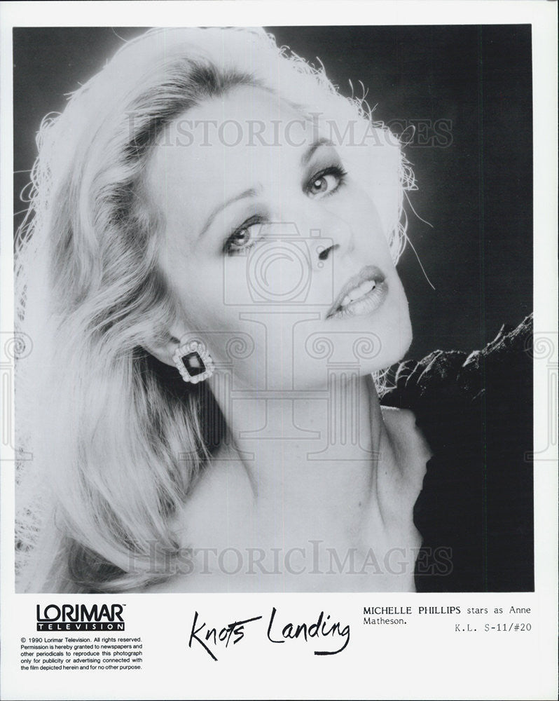 1990 Press Photo Michelle Phillips as Anne Matheson on &quot;Knots Landing&quot; - Historic Images