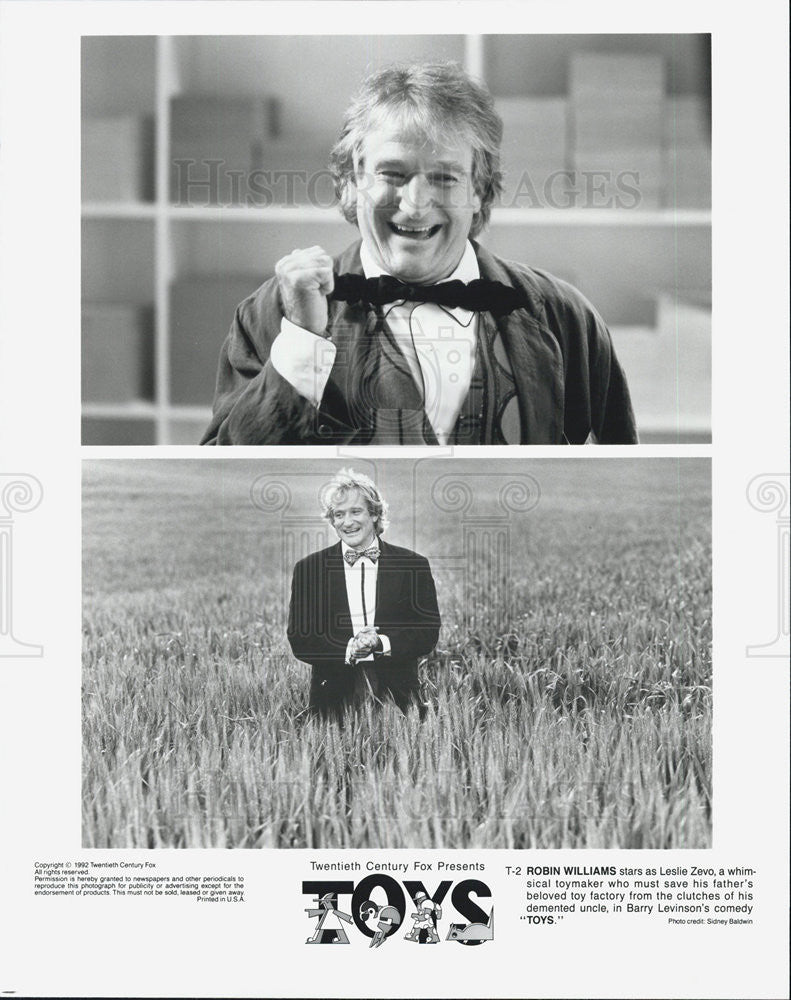 1992 Press Photo Robin Williams as Leslie Zevo in &quot;Toys&quot; - Historic Images