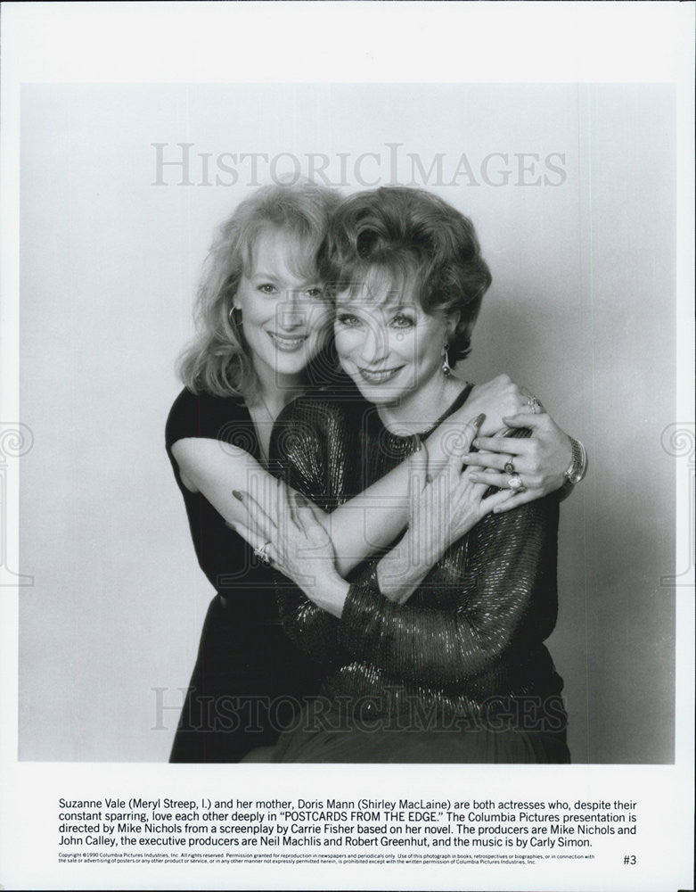 1990 Press Photo Meryl Streep & Shirley MacLaine on "Postcards From The Edge." - Historic Images