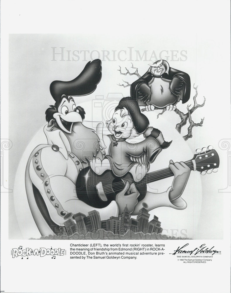 1992 Press Photo Cartoon movie &quot;Rock-A-Doodle&quot; - Historic Images