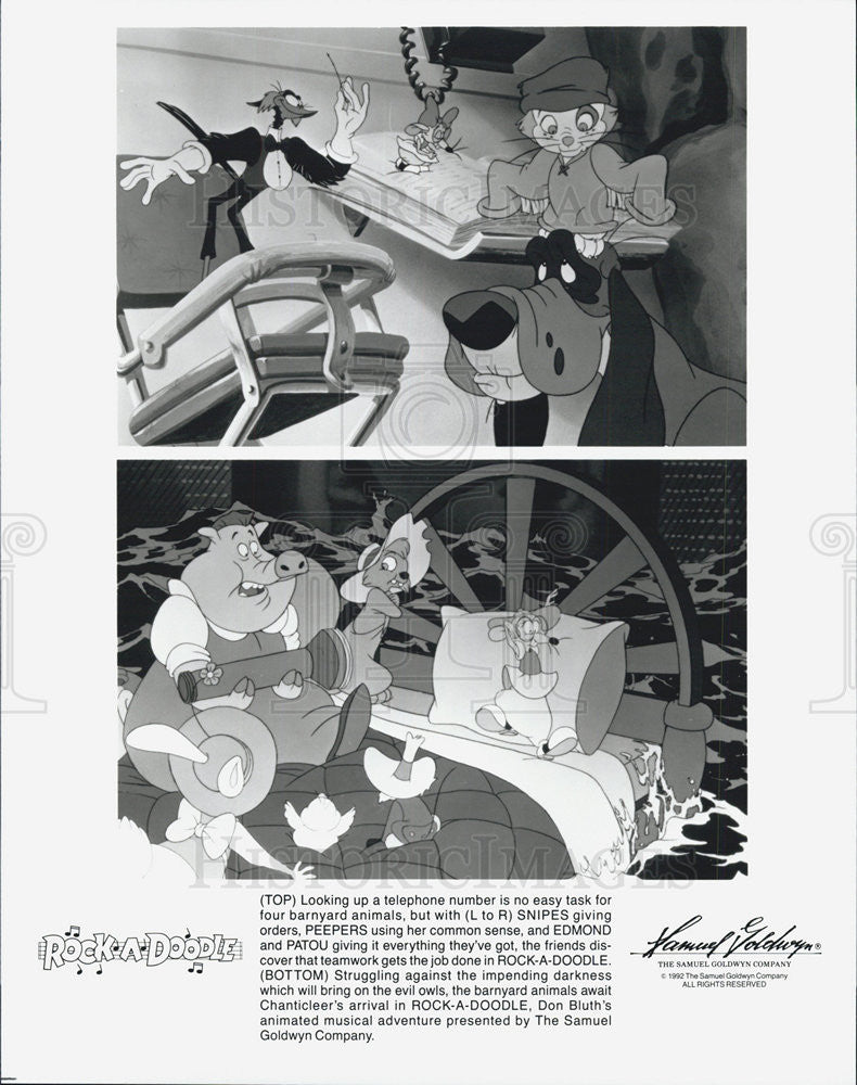 1992 Press Photo Cartoon &quot;Rock-A-Doodle&quot; - Historic Images