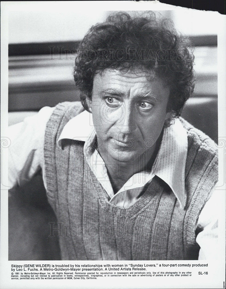 1981 Press Photo Gene Wilder Actor Sunday Lovers Comedy Mini-Series Television - Historic Images