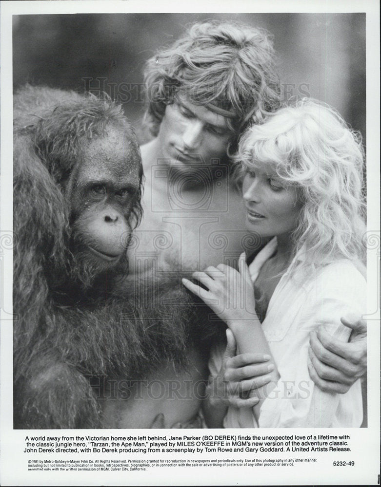 1981 Press Photo Bo Derek, Miles O&#39;Keefee in &quot;Tarzan the Ape Man&quot; - Historic Images