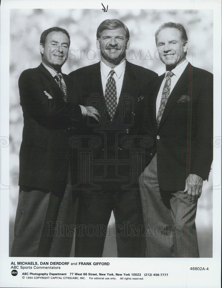 1994 Press Photo Al Michaels Dan Dierdorf Frank Gifford ABC Sports Commentators - Historic Images