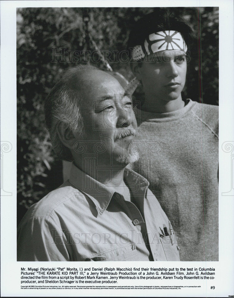 1989 Press Photo Noriyuki Pat Morita Ralph Macchio The Karate Kid Part III - Historic Images