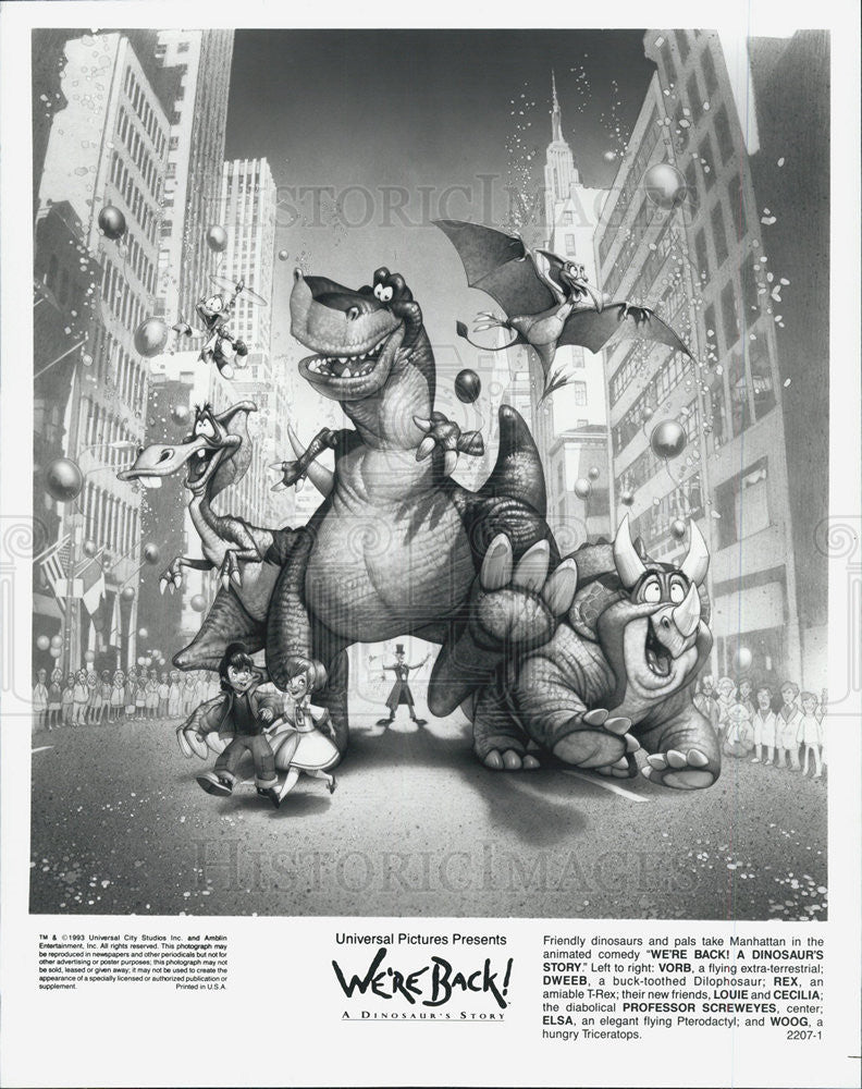 1993 Press Photo We&#39;re Back A Dinosaur&#39;s Story Universal Pictures animation - Historic Images