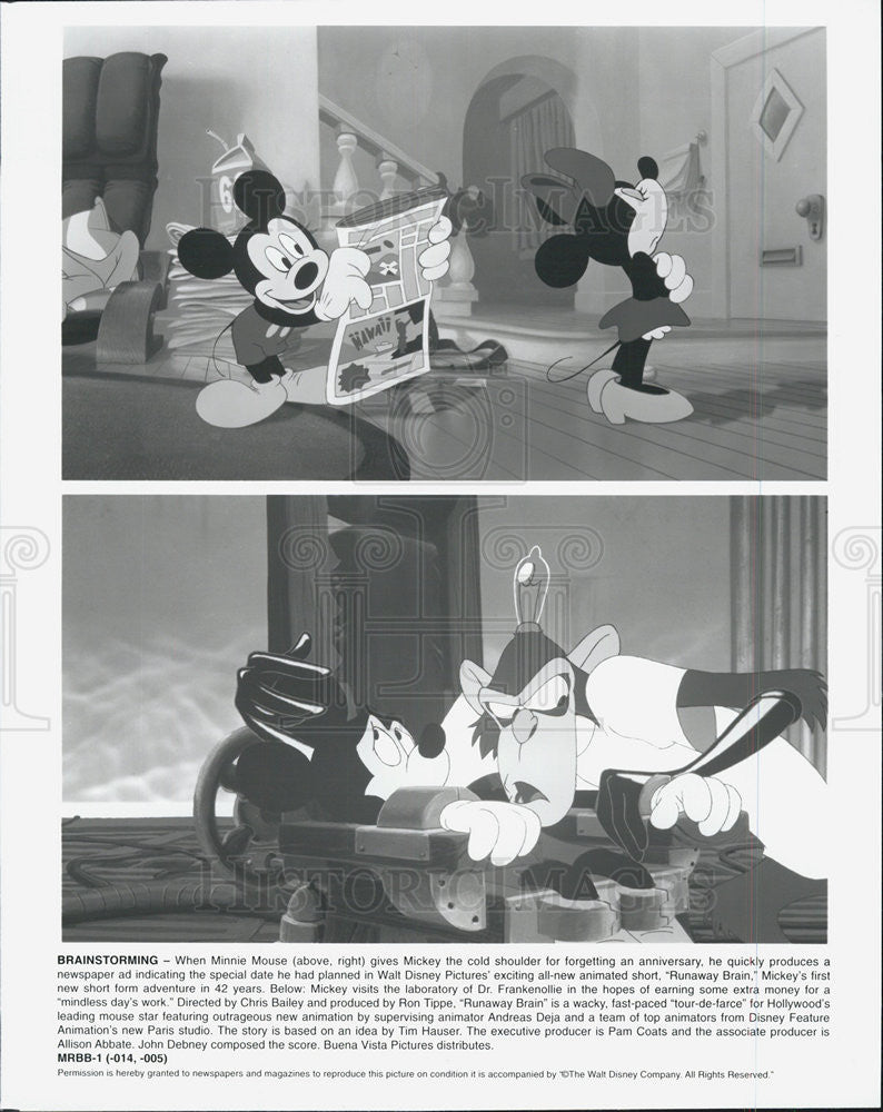 Press Photo Minnie Mouse, Mickey Mouse in &quot;Runaway Brain&quot; - Historic Images