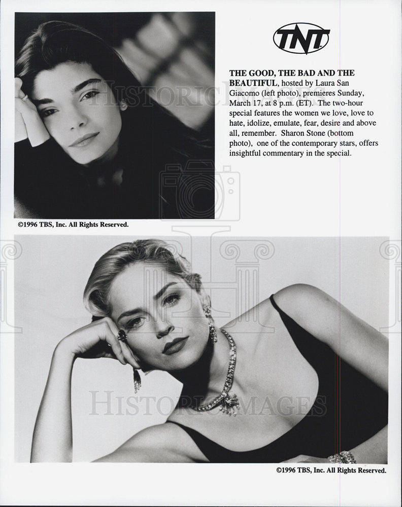 1996 Press Photo Laura San Giacomo Sharon Stone THE GOOD THE BAD THE BEAUTIFUL - Historic Images