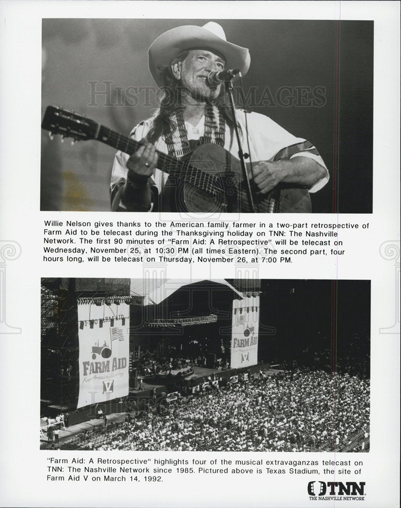 Press Photo Willie Nelson Farm Aide: A Retrospective&quot; - Historic Images