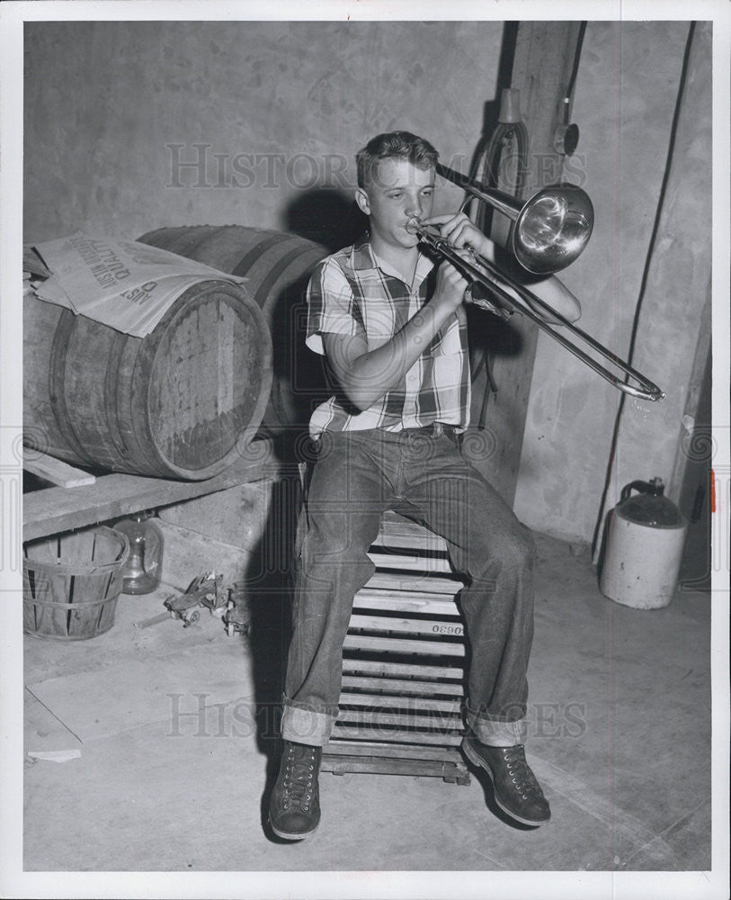 1956 Press Photo Bill Austin Trombonist Son of George Austin of Saline - Historic Images