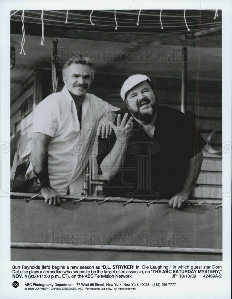 1989 Press Photo Actors Burt Reynolds And Dom DeLuise Star In &quot;B.L. Stryker&quot; ABC - Historic Images