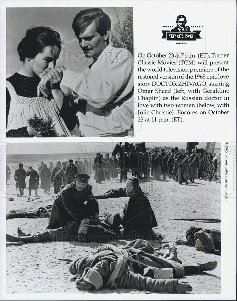Press Photo Omar Sharif, Geraldine Chaplin, Julie Christie In "Doctor Zhivago" - Historic Images