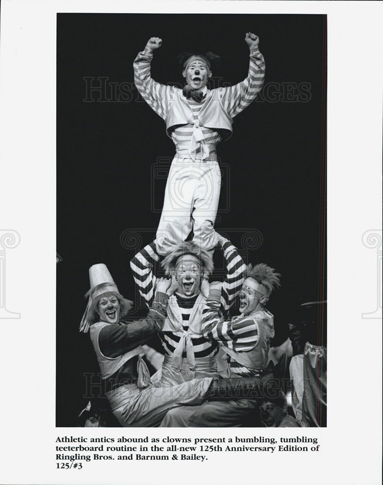 Press Photo Clowns perform in for the Ringling Bros. and Barnum &amp; Bailey. - Historic Images