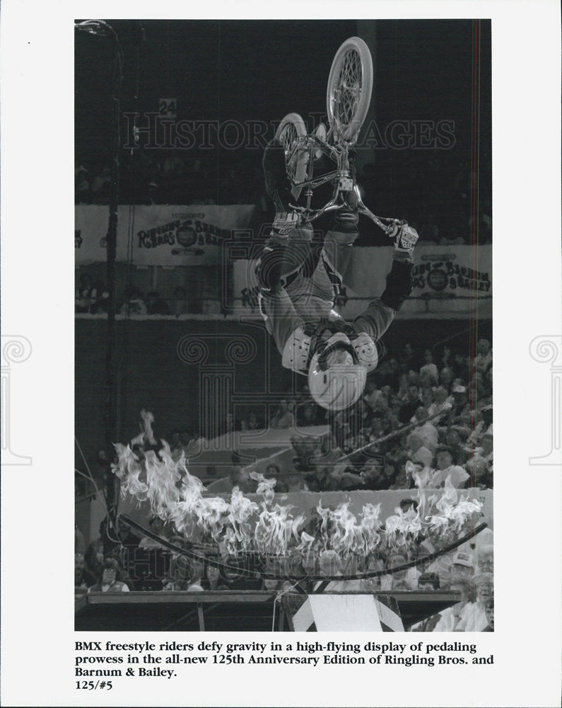 Press Photo BMX riders perform stunts for the Ringling Bros. and Barnum &amp; Bailey - Historic Images