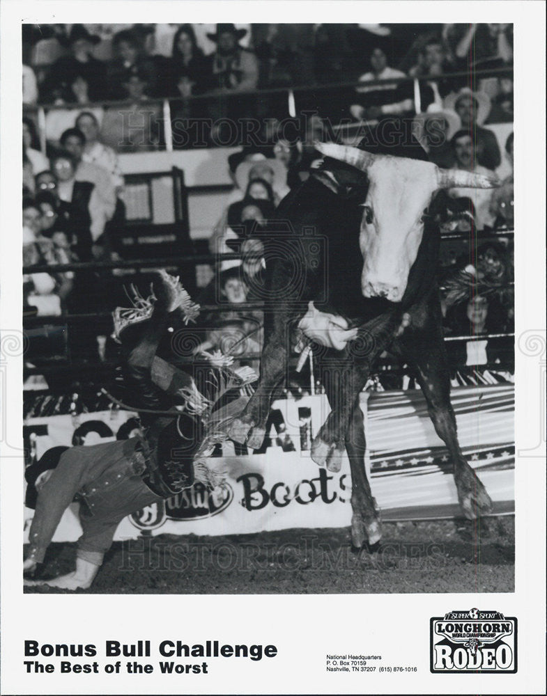 Press Photo Bonus Bull Challenge Best Of Worst Longhorn World Championship Rodeo - Historic Images