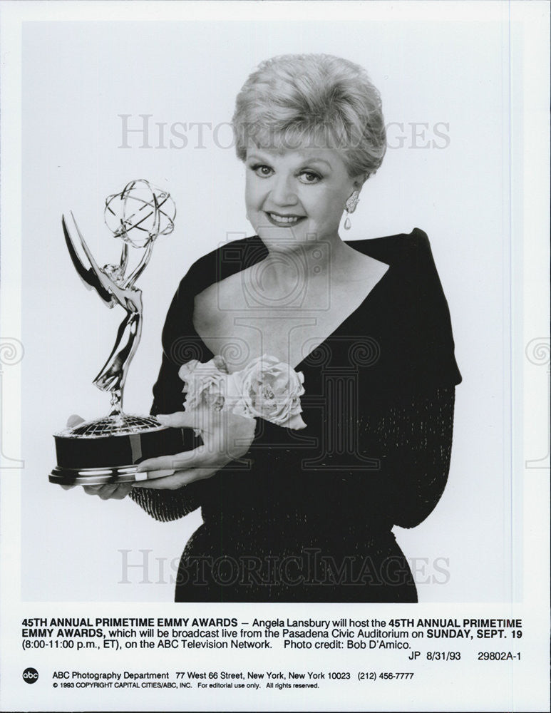 1993 Press Photo Angela Lansbury Actress 45th Annual Emmy Awards Host - Historic Images