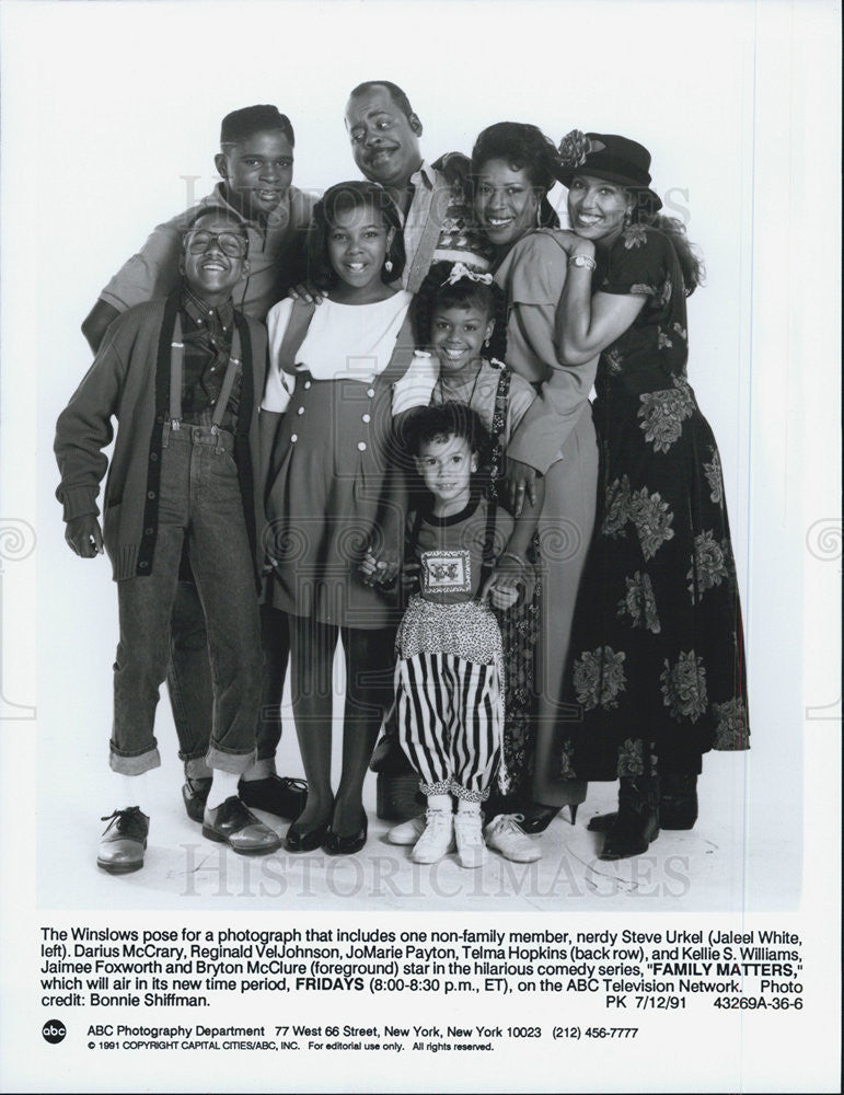 1991 Press Photo Jaleel White Darius McCrary Reginald VelJohnson JoMarie Payton - Historic Images