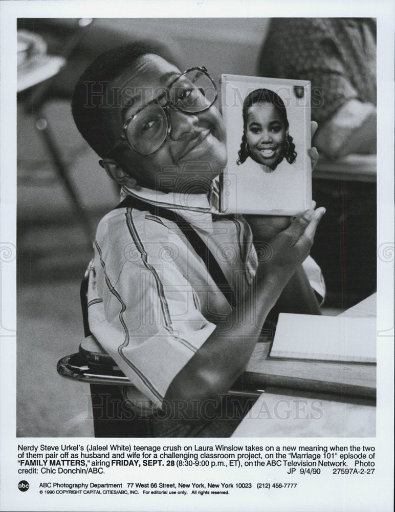 1990 Press Photo Jaleel White Actor Family Matters Comedy Television Series - Historic Images