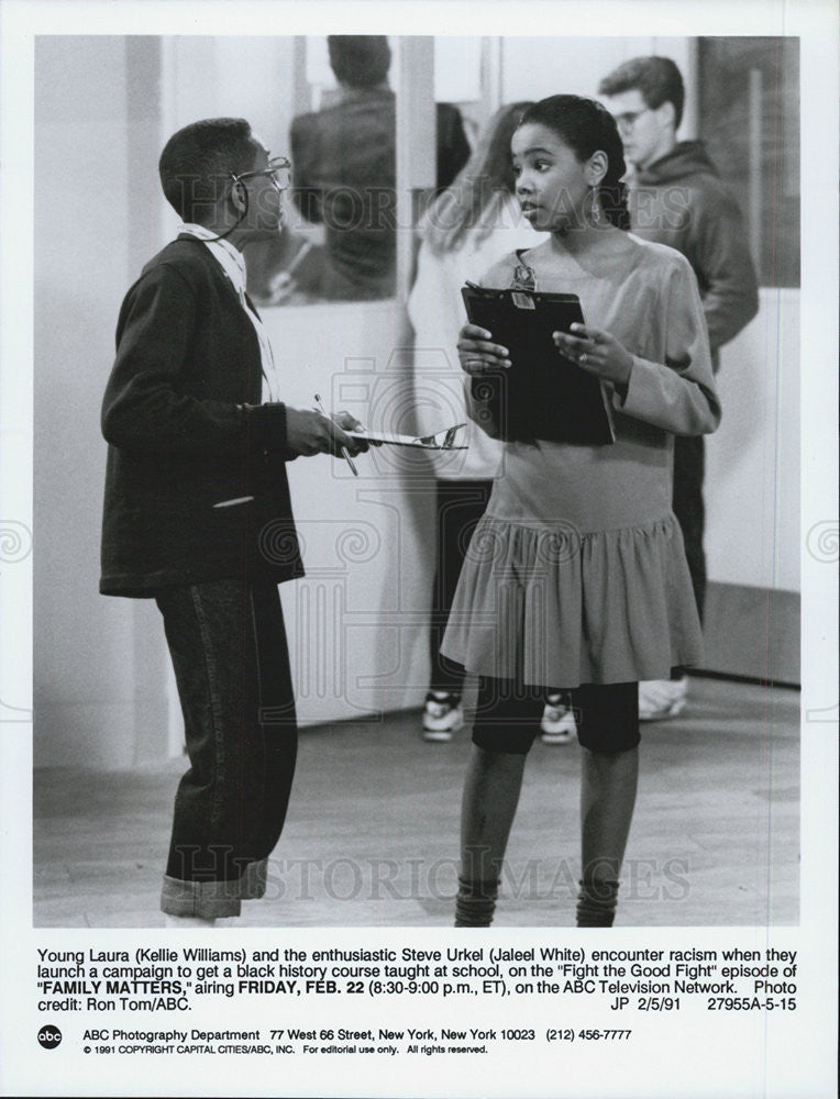 1991 Press Photo Kellie Williams Actress Jaleel White Actor Family Matters Show - Historic Images