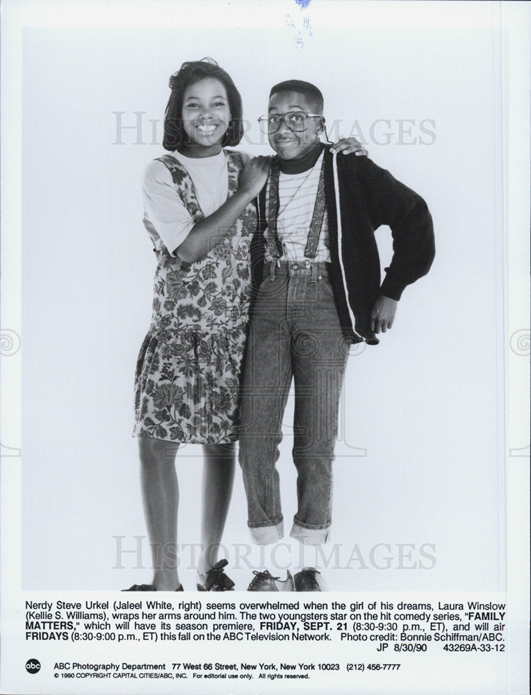 1990 Press Photo Child Star  Kellie S. Williams and Jaleel White. - Historic Images